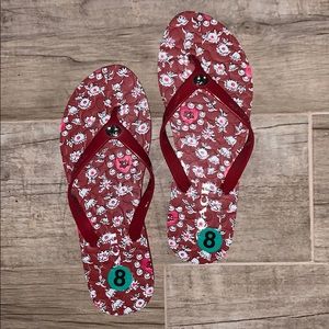 Printed red, white, sandals